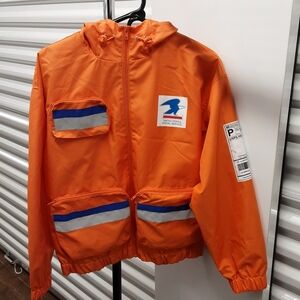 Forever 21 Vibrant Orange Kids Raincoat with Blue Details Usps